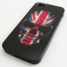 Силиконов калъф / гръб / TPU за за Apple iPhone 5 / iPhone 5S - Skull / British Flag