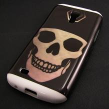 Силиконов калъф / гръб / TPU за Samsung Galaxy S4 Mini I9190 / I9192 / I9195 - Skull / черно и бяло