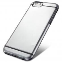 Твърд гръб / капак / за Apple iPhone 6 4.7'' - прозрачен с черен кант