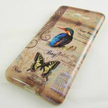 Силиконов калъф / гръб / TPU за Samsung Galaxy E7 / Samsung E7 - Butterfly and Bird