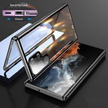 Магнитен калъф Bumper Case 360° FULL за Samsung Galaxy S25 Ultra - прозрачен / черна рамка