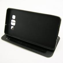 Кожен калъф Flip тефтер S-view със стойка за Samsung Galaxy A3 SM-A300F / Samsung A3  - Flexi / черен