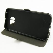 Кожен калъф Flip тефтер Flexi със стойка за Samsung Galaxy S6 Edge G925 - черен
