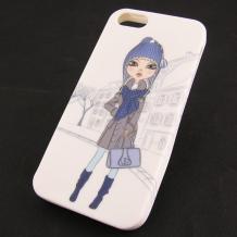 Силиконов калъф / гръб / TPU за Apple iPhone 5 / iPhone 5S - бял / Girl