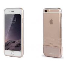 Луксозен силиконов калъф / гръб / TPU NUOKU Clear Series за Apple iPhone 6 4.7'' - прозрачен / златист кант