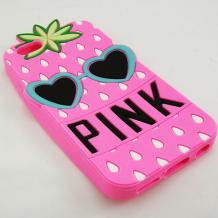 Силиконов калъф / гръб / TPU / PINK 3D за Apple iPhone 6 4.7" - розова ягода