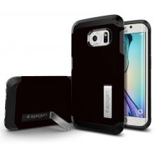 Tвърд гръб / капак / SGP Spigen SLIM ARMOR за Samsung Galaxy S6 G920 - черен със стойка