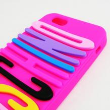 Силиконов калъф / гръб / TPU 3D за Apple iPhone 6 4,7" - цикламен / MOSCHINO