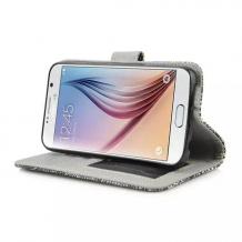 Кожен калъф Flip тефтер Flexi със стойка за Samsung Galaxy A7 SM-A700 / Samsung A7 - Snake Skin / бяло и черно