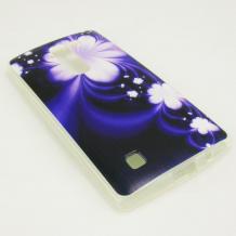 Силиконов калъф / гръб / TPU за LG Magna / LG G4c - лилав / бели цветя