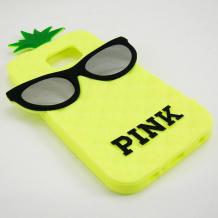 Силиконов калъф / гръб / TPU / PINK 3D за Samsung Galaxy S6 G920 - жълт / ананас