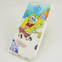 Силиконов калъф / гръб / TPU за Apple iPhone 6 4.7" - бял / Spongebob