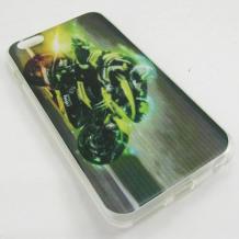 Силиконов калъф / гръб / TPU за Apple iPhone 6 Plus 5.5'' - зелен / моторист