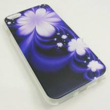 Силиконов калъф / гръб / TPU за Apple iPhone 6 Plus 5.5'' - лилав / бели цветя