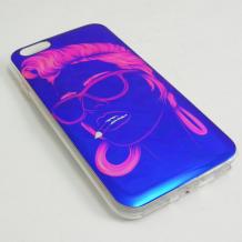 Силиконов калъф / гръб / TPU за Apple iPhone 6 4.7'' - син / момиче с розова коса