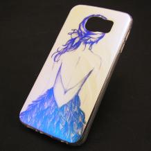 Силиконов калъф / гръб / TPU за Samsung Galaxy S6 Edge G925 - Girl Swan