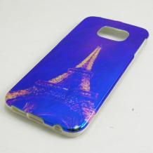 Силиконов калъф / гръб / TPU за Samsung Galaxy S6 Edge G925 - син / Paris