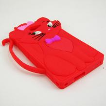 Силиконов калъф / гръб / TPU 3D за Sony Xperia M2 - червен / LOVECAT