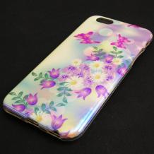 Силиконов калъф / гръб / TPU за Apple iPhone 6 4.7''  - бежов / цветя