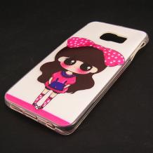 Силиконов калъф / гръб / TPU за Samsung Galaxy S6 Edge G925 - бял / Cute girl