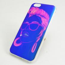Силиконов калъф / гръб / TPU за Apple iPhone 6 4.7'' - син / момиче с розова коса
