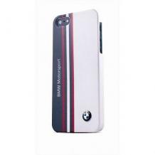 Оригинален кожен твърд гръб / капак / BMW Motorsport за Apple iPhone 6 4.7" - бяло / синьо