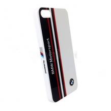 Оригинален кожен твърд гръб / капак / BMW Motorsport за Apple iPhone 6 4.7" - бяло / синьо