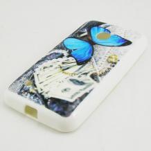 Силиконов калъф / гръб / TPU за Nokia Lumia 530 - сив / синя пеперуда