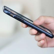 Луксозен калъф ROCK CASE за Apple iPhone 7 - черен със тъмно син кант