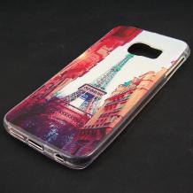 Силиконов калъф / гръб / TPU за Samsung Galaxy S6 Edge G925 - цветен / Айфелова кула