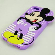 Силиконов калъф / гръб / TPU 3D за Apple iPhone 5 / iPhone 5S - лилав / Mickey mouse