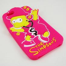 Силиконов калъф / гръб / TPU 3D за Apple iPhone 5 / iPhone 5S - The Simpsons / цикламен