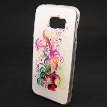 Силиконов калъф / гръб / TPU за Samsung Galaxy S6 Edge G925 - бял / Colorful Floral