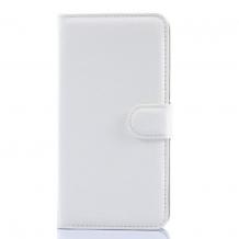 Кожен калъф Flip тефтер Flexi със стойка за Sony Xperia E4 - бял