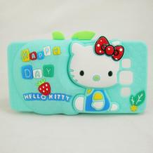 Силиконов калъф / гръб / TPU 3D за Samsung Galaxy A5 SM-A500F / Samsung A5 - зелен / Hello Kitty