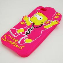 Силиконов калъф / гръб / TPU 3D за Apple iPhone 5 / iPhone 5S - The Simpsons / цикламен