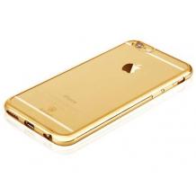 Ултра тънък силиконов калъф / гръб / Shining Case за AppleApple iPhone 6 Plus / iPhone 6S Plus - златист / прозрачен