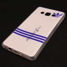 Силиконов калъф / гръб / TPU за Samsung Galaxy J5/ Samsung J5 - бяло и синьо / Adidas