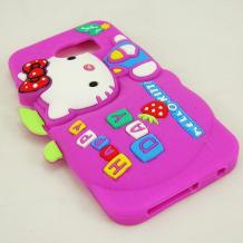 Силиконов калъф / гръб / TPU 3D за Samsung Galaxy S6 G920 - цикламен / Hello Kitty