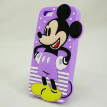 Силиконов калъф / гръб / TPU 3D за Apple iPhone 5 / iPhone 5S - лилав / Mickey mouse