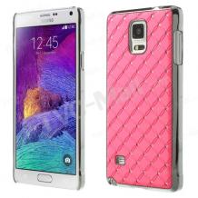 Твърд гръб с камъни за Samsung Galaxy Note 4 N910 / Samsung Note 4 - розов с метален кант