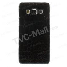 Твърд гръб / капак / Croco за Samsung Galaxy A3 SM-A300F - черен