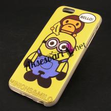 Силиконов калъф / гръб / TPU за Apple iPhone 6 Plus / iPhone 6S Plus - жълт / Minions & Milo