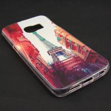 Силиконов калъф / гръб / TPU за Samsung Galaxy S6 Edge G925 - цветен / Айфелова кула