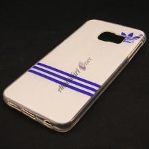 Силиконов калъф / гръб / TPU за Samsung Galaxy S6 G920 - бяло и синьо / Adidas