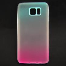 Силиконов калъф / гръб / TPU за Samsung Galaxy Note 5 N920 - синьо и розово / преливащ