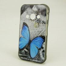 Силиконов калъф / гръб / TPU за Samsung Galaxy Xcover 3 388F - сив / синя пеперуда