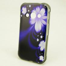 Силиконов калъф / гръб / TPU за Samsung Galaxy Xcover 3 388F - лилав / бели цветя
