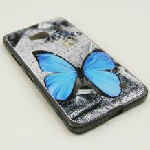 Силиконов калъф / гръб / TPU за Microsoft Lumia 640 - сив / синя пеперуда