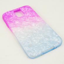 Силиконов калъф / гръб / TPU за Samsung Galaxy S5 G900 / Galaxy S5 Neo G903 - розово и синьо / скреж